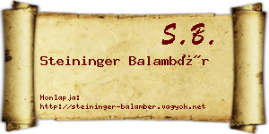 Steininger Balambér névjegykártya